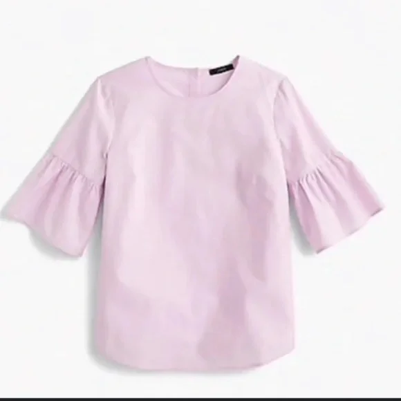 J. Crew Lavender Ruffle Sleeve Button Back Blouse - Picture 2 of 7